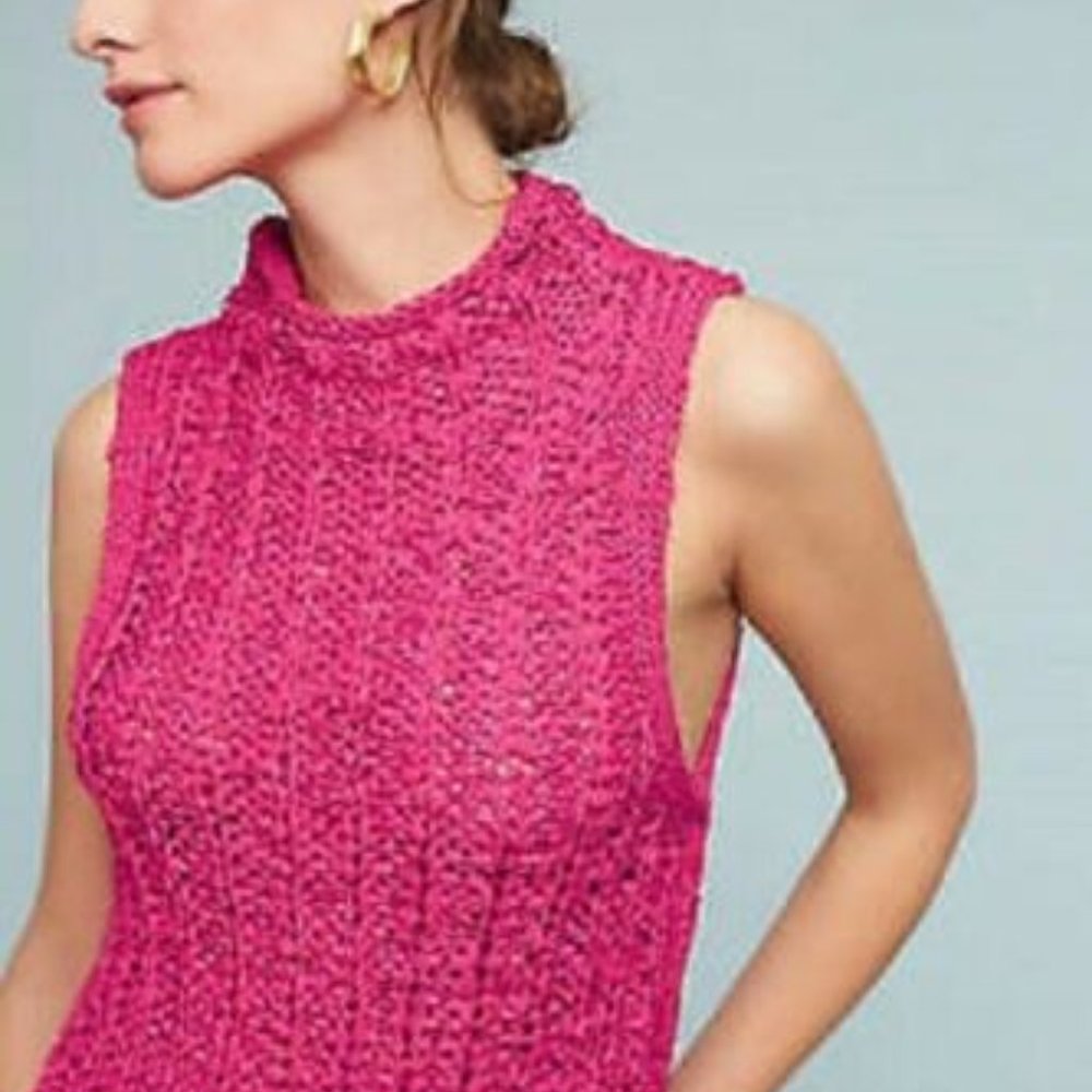 -New Moth Anthropoligie Sleeveless Knit Sweater Pink Size XXS